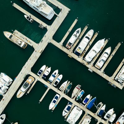 birds eye photography of docked boats